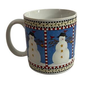 Debbie Mumm Sakura Snowman Mug Coffee 12 oz Holiday Oneida Vintage Cottagecore